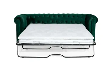 Chesterfield Lyx 3-pers. fremadudfoldelig sovesofa med HVILA topmadras 140x200 cm memoryskum med vaskbart betræk - Grøn - Møbler - Sofaer - Sovesofaer