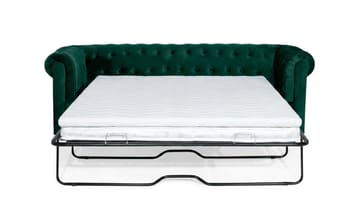 Chesterfield Lyx 3-pers. fremadudfoldelig sovesofa med HVILA topmadras 140x200 cm polyesterskum med vaskbart betræk - Grøn - Møbler - Sofaer - Sovesofaer