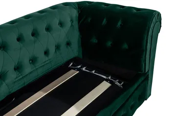 Chesterfield Lyx 3-pers. fremadudfoldelig sovesofa med HVILA topmadras 140x200 cm memoryskum med vaskbart betræk - Grøn - Møbler - Sofaer - Sovesofaer