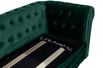 Chesterfield Lyx 3-pers. fremadudfoldelig sovesofa med HVILA topmadras 140x200 cm polyesterskum med vaskbart betræk - Grøn - Møbler - Sofaer - Sovesofaer