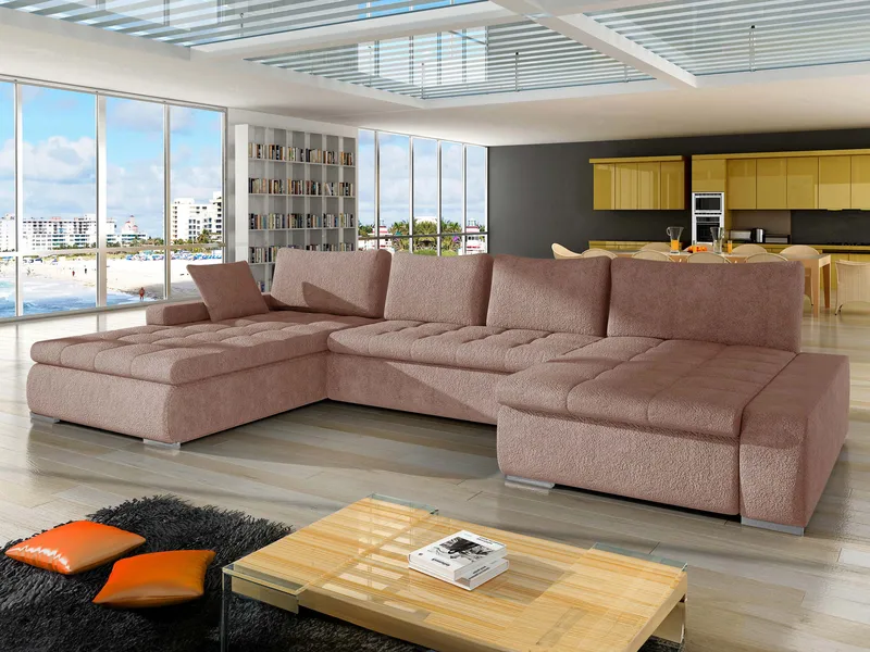 Cillo 5-personers U-formet sovesofa med dobbelt chaiselong - pink - Møbler - Sofaer - Sovesofaer