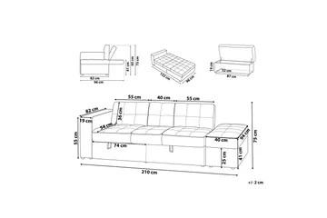 Citlalic 3-personers Sovesofa 90x210 cm med Opbevaring i Stof - Beige - Møbler - Sofaer - Sovesofaer