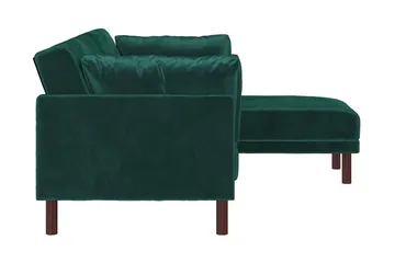 Clair 3-pers. Sovesofa med Chaiselong Justerbar Velour/Grøn/ - Dorel Home - Møbler - Sofaer - Sovesofaer - Sovesofa chaiselong
