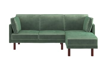 Clair 3-pers. Sovesofa med Chaiselong Justerbar Velour/Grøn/