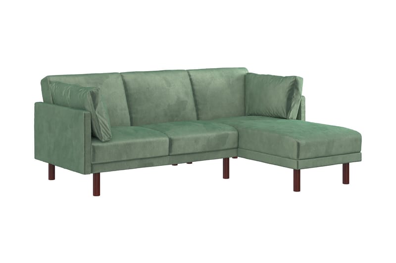 Clair 3-pers. Sovesofa med Chaiselong Justerbar Velour/Grøn/ - Dorel Home - Velour sofaer - Sovesofaer