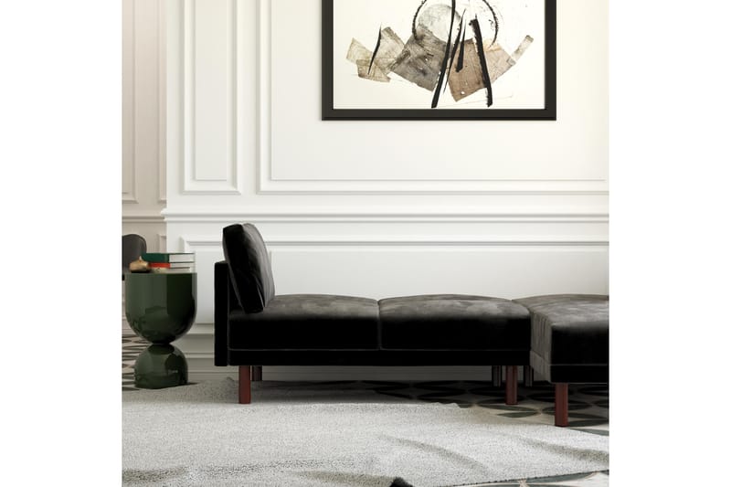 Clair 3-personers Sovesofa m Chaiselong Justerbar Velour/Sor - Dorel Home - Møbler - Sofaer - Sovesofaer
