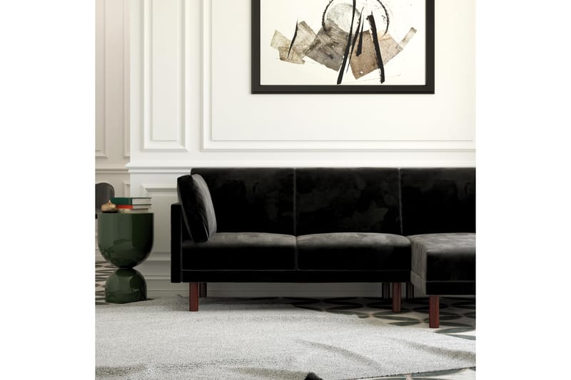 Clair 3-personers Sovesofa m Chaiselong Justerbar Velour/Sor - Dorel Home - Møbler - Sofaer - Sovesofaer