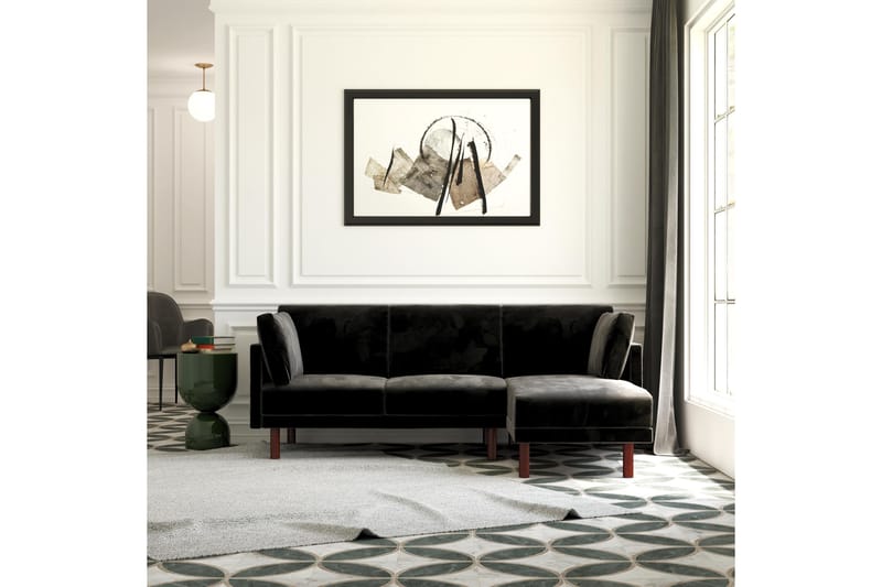 Clair 3-personers Sovesofa m Chaiselong Justerbar Velour/Sor - Dorel Home - Møbler - Sofaer - Sovesofaer