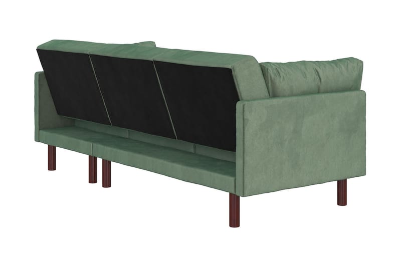 Clair 3-pers. Sovesofa med Chaiselong Justerbar Velour/Grøn/ - Dorel Home - Møbler - Sofaer - Sovesofaer - Bred sovesofa