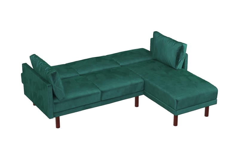 Clair 3-pers. Sovesofa med Chaiselong Justerbar Velour/Grøn/ - Dorel Home - Møbler - Sofaer - Sovesofaer - Bred sovesofa