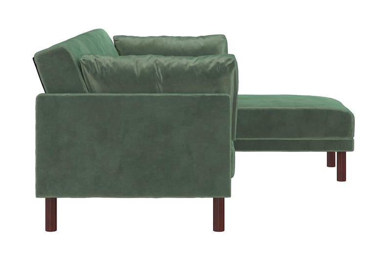 Clair 3-pers. Sovesofa med Chaiselong Justerbar Velour/Grøn/ - Dorel Home - Møbler - Sofaer - Sovesofaer - Bred sovesofa
