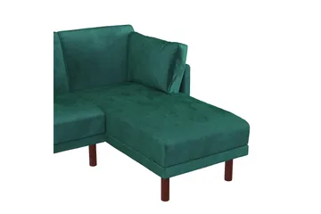Clair 3-pers. Sovesofa med Chaiselong Justerbar Velour/Grøn/ - Dorel Home - Møbler - Sofaer - Sovesofaer - Sovesofa chaiselong