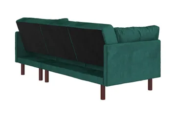 Clair 3-pers. Sovesofa med Chaiselong Justerbar Velour/Grøn/ - Dorel Home - Møbler - Sofaer - Sovesofaer - Sovesofa chaiselong