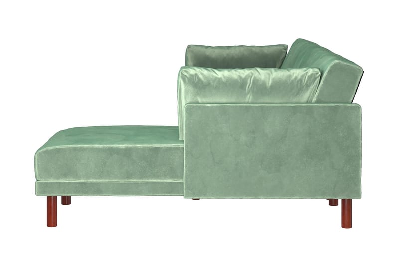 Clair 3-pers. Sovesofa med Chaiselong Justerbar Velour/Grøn/ - Dorel Home - Møbler - Sofaer - Sovesofaer - Bred sovesofa