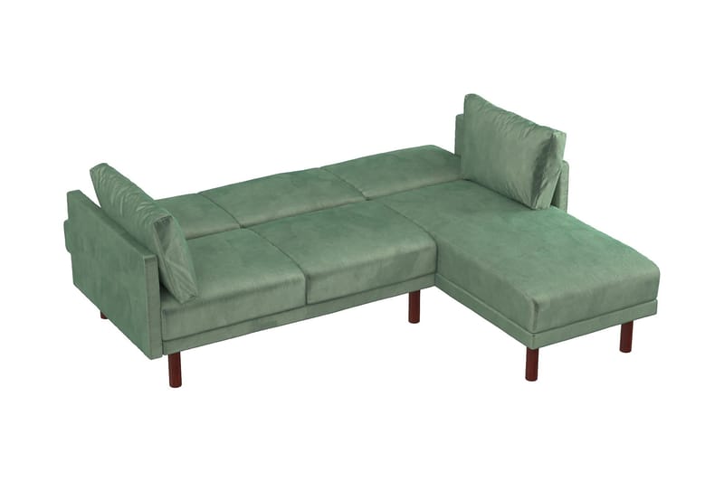 Clair 3-pers. Sovesofa med Chaiselong Justerbar Velour/Grøn/ - Dorel Home - Møbler - Sofaer - Sovesofaer - Bred sovesofa