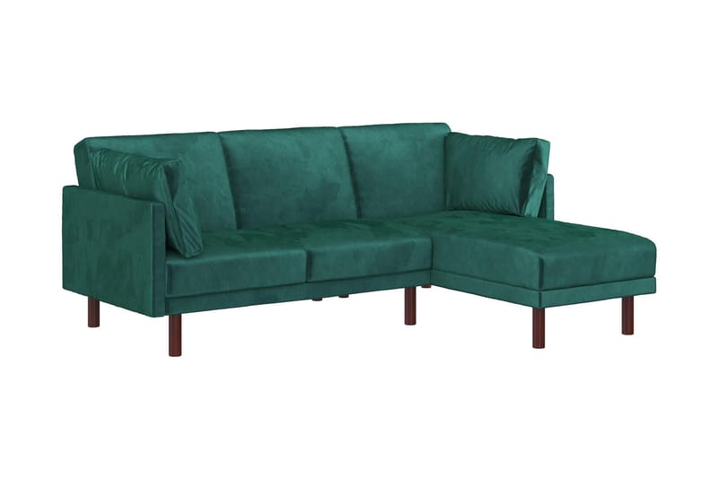 Clair 3-pers. Sovesofa med Chaiselong Justerbar Velour/Grøn/ - Dorel Home - Møbler - Sofaer - Sovesofaer - Bred sovesofa