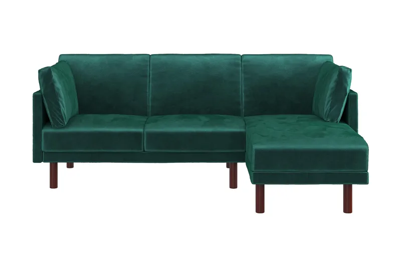 Clair 3-pers. Sovesofa med Chaiselong Justerbar Velour/Grøn/, Dorel Home