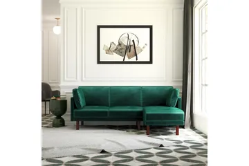Clair 3-pers. Sovesofa med Chaiselong Justerbar Velour/Grøn/ - Dorel Home - Møbler - Sofaer - Sovesofaer - Sovesofa chaiselong