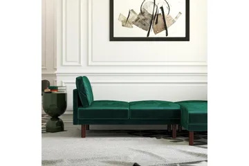 Clair 3-pers. Sovesofa med Chaiselong Justerbar Velour/Grøn/ - Dorel Home - Møbler - Sofaer - Sovesofaer - Sovesofa chaiselong