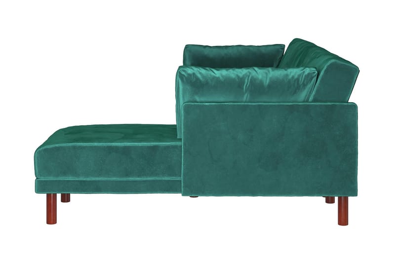 Clair 3-pers. Sovesofa med Chaiselong Justerbar Velour/Grøn/ - Dorel Home - Møbler - Sofaer - Sovesofaer - Bred sovesofa
