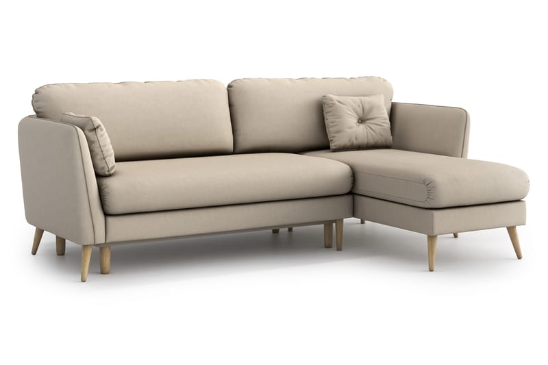 Claravik sovesofa med divan - Beige - Sovesofaer - Sovesofa chaiselong