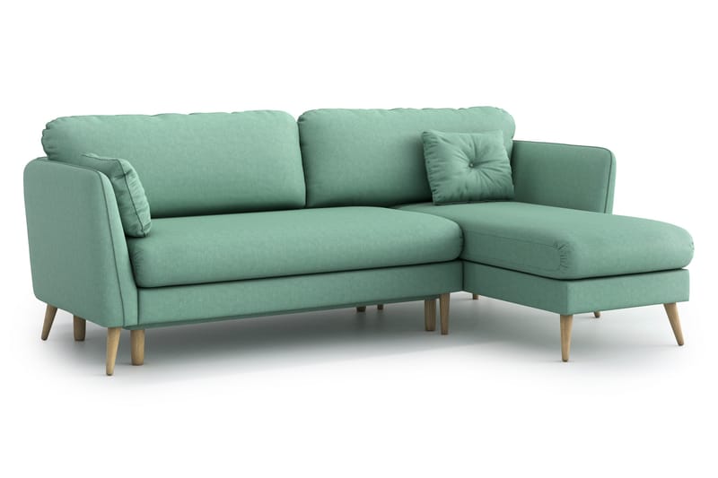 Claravik sovesofa med divan - Grøn - Sovesofaer - Sovesofa chaiselong