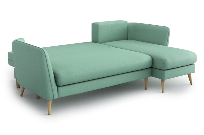 Claravik sovesofa med divan - Grøn - Sovesofaer - Sovesofa chaiselong