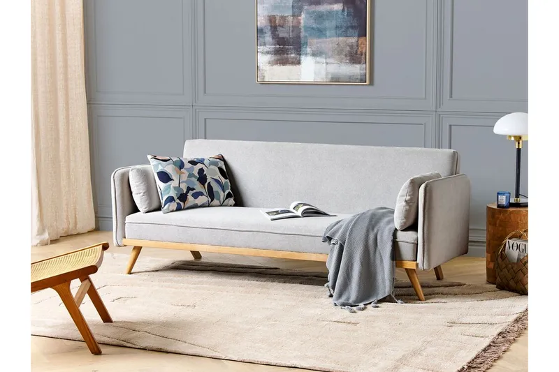 Clem Sovesofa 3-personers - Grå/Lyst træ - Møbler - Sofaer - Sovesofaer