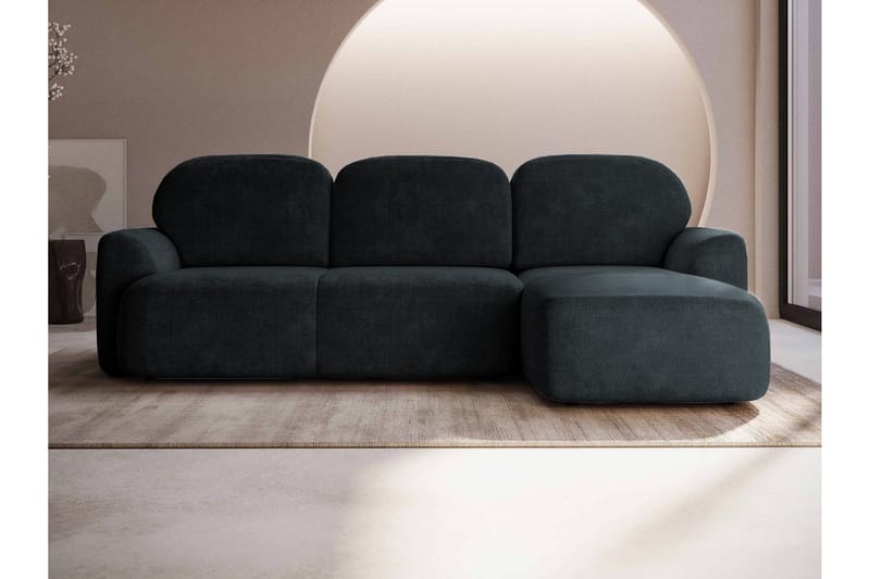 Corfu Sovesofa Med 3-Personers Divan - Sort - Møbler - Sofaer - Sovesofaer