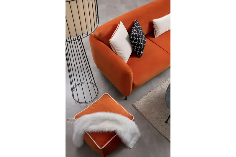 Crivaro Sovesofa med Chaiselong Højre - Orange - Møbler - Sofaer - Sovesofaer