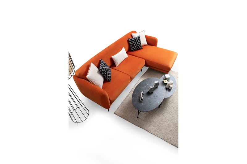 Crivaro Sovesofa med Chaiselong Højre - Orange - Sovesofaer - Sovesofa chaiselong