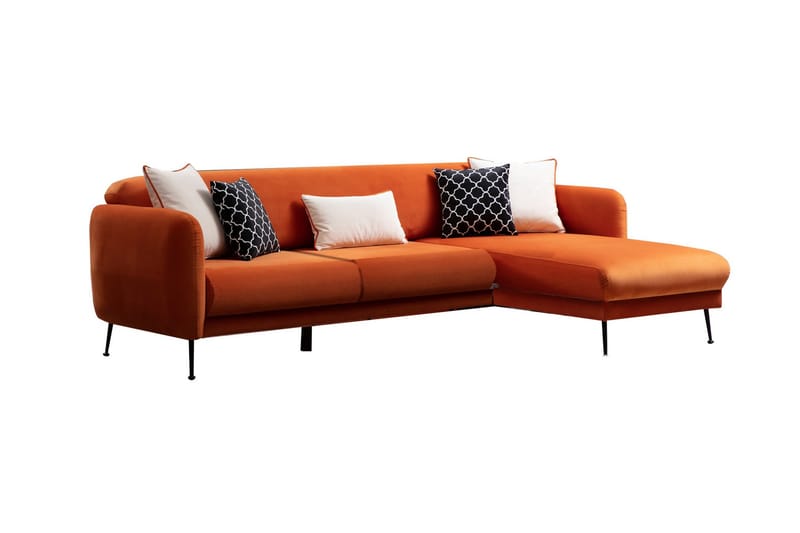 Crivaro Sovesofa med Chaiselong Højre - Orange - Sovesofaer - Sovesofa chaiselong