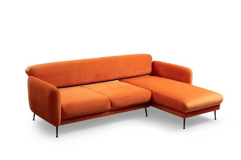 Crivaro Sovesofa med Chaiselong Højre - Orange - Sovesofaer - Sovesofa chaiselong