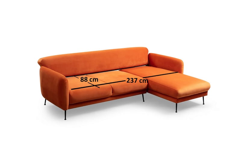 Crivaro Sovesofa med Chaiselong Højre - Orange - Sovesofaer - Sovesofa chaiselong