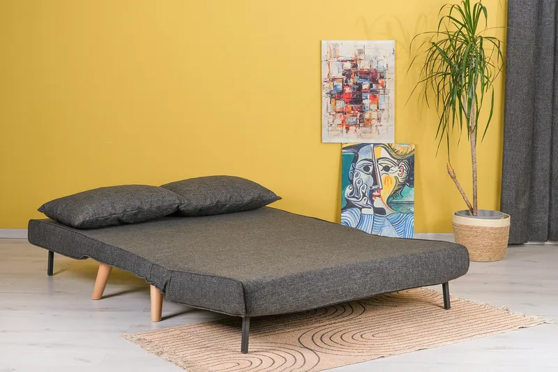 Daigo Lille 2-sæders Sovesofa med Fremadudtræk 120x180 cm i Stof - Grå - Møbler - Sofaer - Sovesofaer