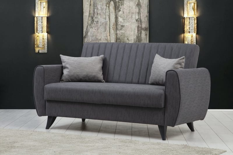 Dalima 2-personers Sovesofa 55x125 cm med Opbevaring i Hør - Antracit - Møbler - Sofaer - Sovesofaer