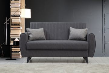 Dalima 2-personers Sovesofa 55x125 cm med Opbevaring i Hør - Antracit - Møbler - Sofaer - Sovesofaer