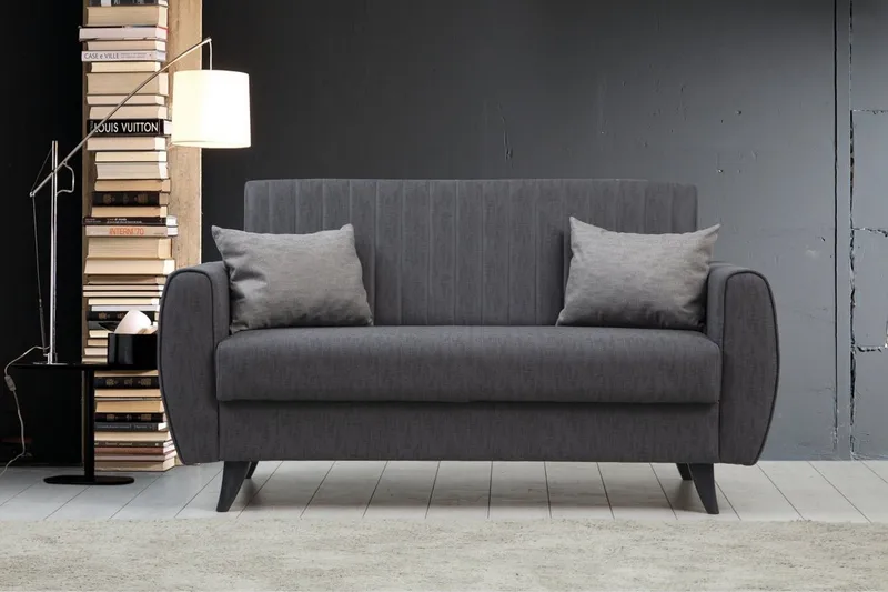 Dalima 2-personers Sovesofa 55x125 cm med Opbevaring i Hør - Antracit - Møbler - Sofaer - Sovesofaer