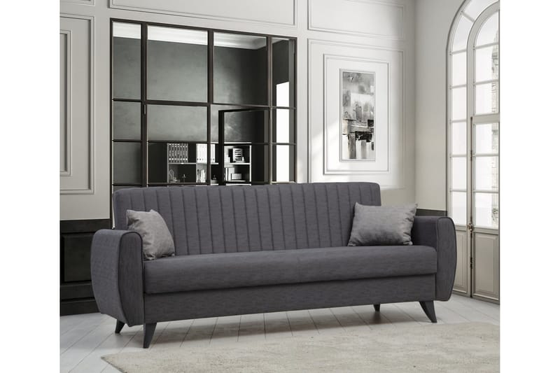 Dalima 3-personers Sovesofa 55x183 cm med Opbevaring i Stof - Antracit - Møbler - Sofaer - Sovesofaer