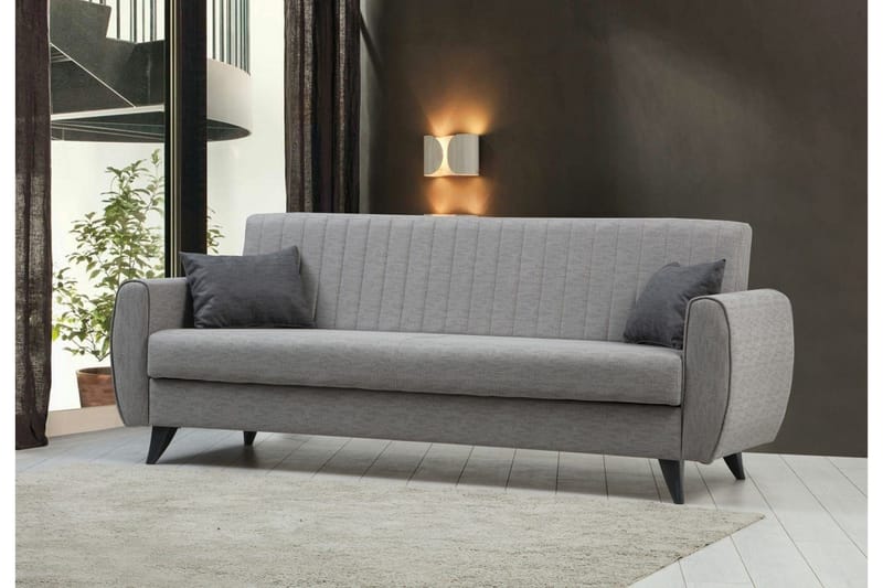 Dalima 3-personers Sovesofa 55x183 cm med Opbevaring i Stof - Grå - Møbler - Sofaer - Sovesofaer