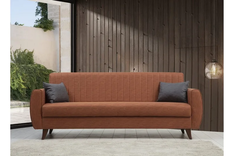 Dalima 3-personers Sovesofa 55x183 cm med Opbevaring i Stof - Terracotta - Møbler - Sofaer - Sovesofaer