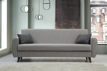 Dalima 3-personers Sovesofa 55x183 cm med Opbevaring i Stof - Grå - Møbler - Sofaer - Sovesofaer