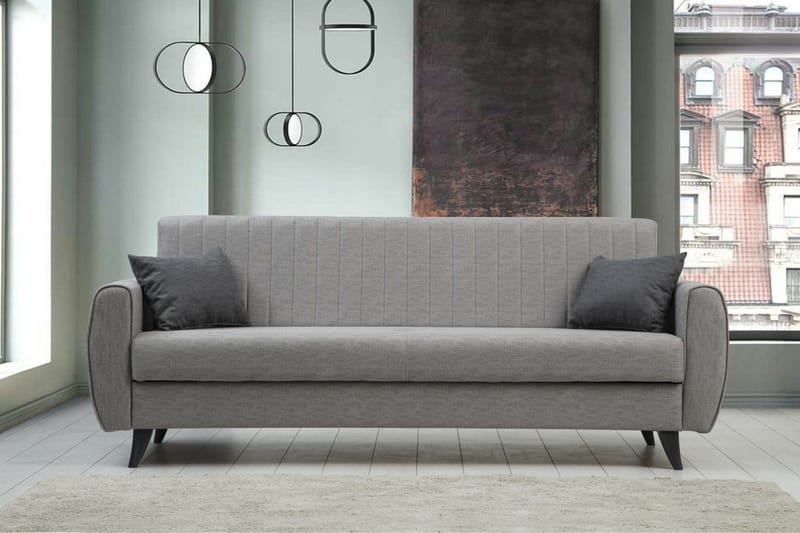 Dalima 3-personers Sovesofa 55x183 cm med Opbevaring i Stof - Grå - Møbler - Sofaer - Sovesofaer