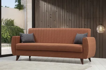 Dalima 3-personers Sovesofa 55x183 cm med Opbevaring i Stof - Terracotta - Møbler - Sofaer - Sovesofaer