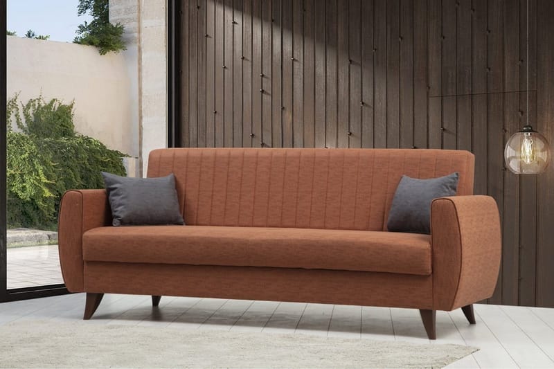Dalima 3-personers Sovesofa 55x183 cm med Opbevaring i Stof - Terracotta - Møbler - Sofaer - Sovesofaer