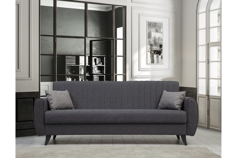 Dalima 3-personers Sovesofa 55x183 cm med Opbevaring i Stof - Antracit - Møbler - Sofaer - Sovesofaer
