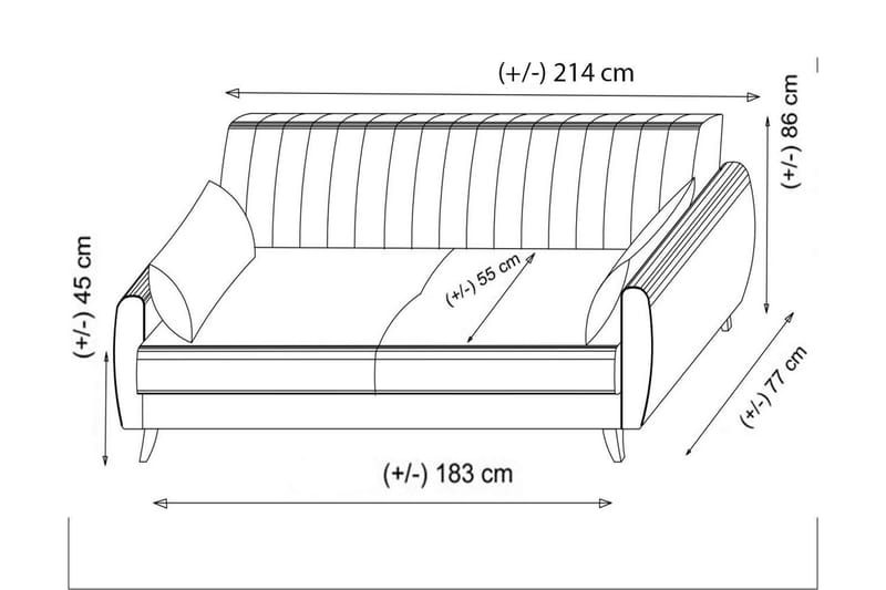 Dalima Sovesofa 3-personers - Rød - Møbler - Sofaer - Sovesofaer