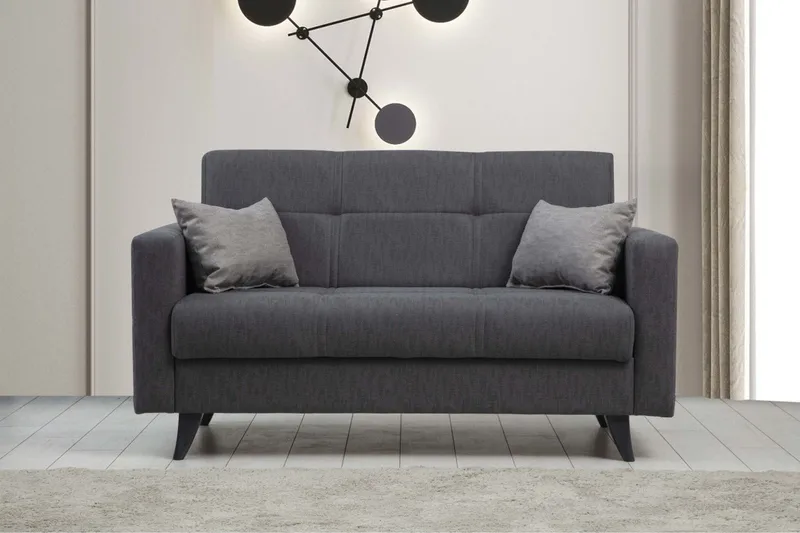 Darcia 2-personers Sovesofa 55x125 cm med Opbevaring i Stof - Antracit - Møbler - Sofaer - Sovesofaer