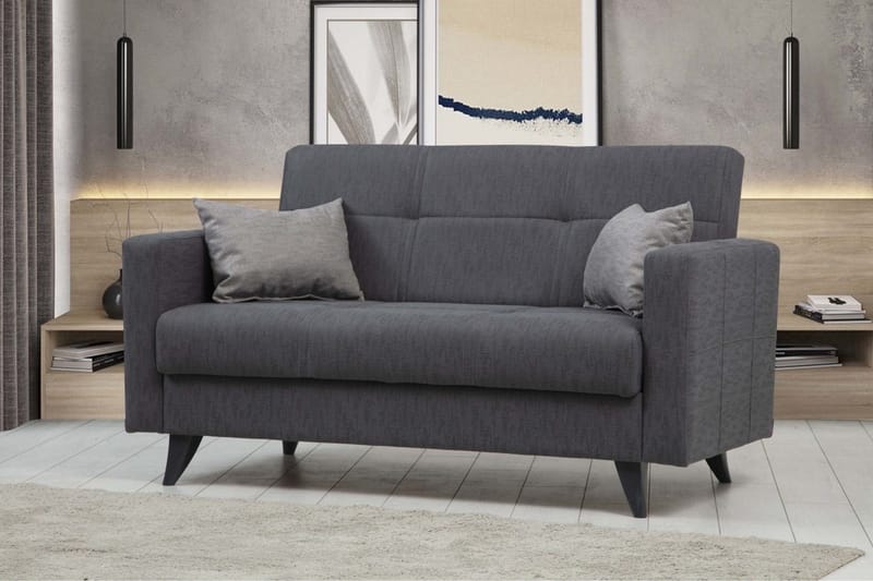Darcia 2-personers Sovesofa 55x125 cm med Opbevaring i Stof - Antracit - Møbler - Sofaer - Sovesofaer