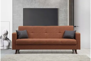 Darcia 3-personers Sovesofa 55x183 cm med Opbevaring i Hør - Terracotta - Møbler - Sofaer - Sovesofaer